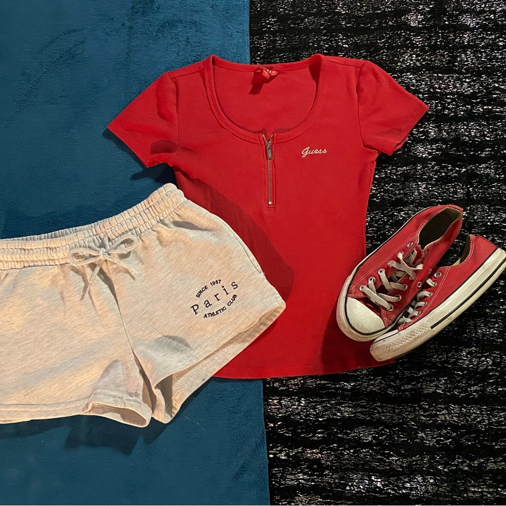 Red Guess sportswear top